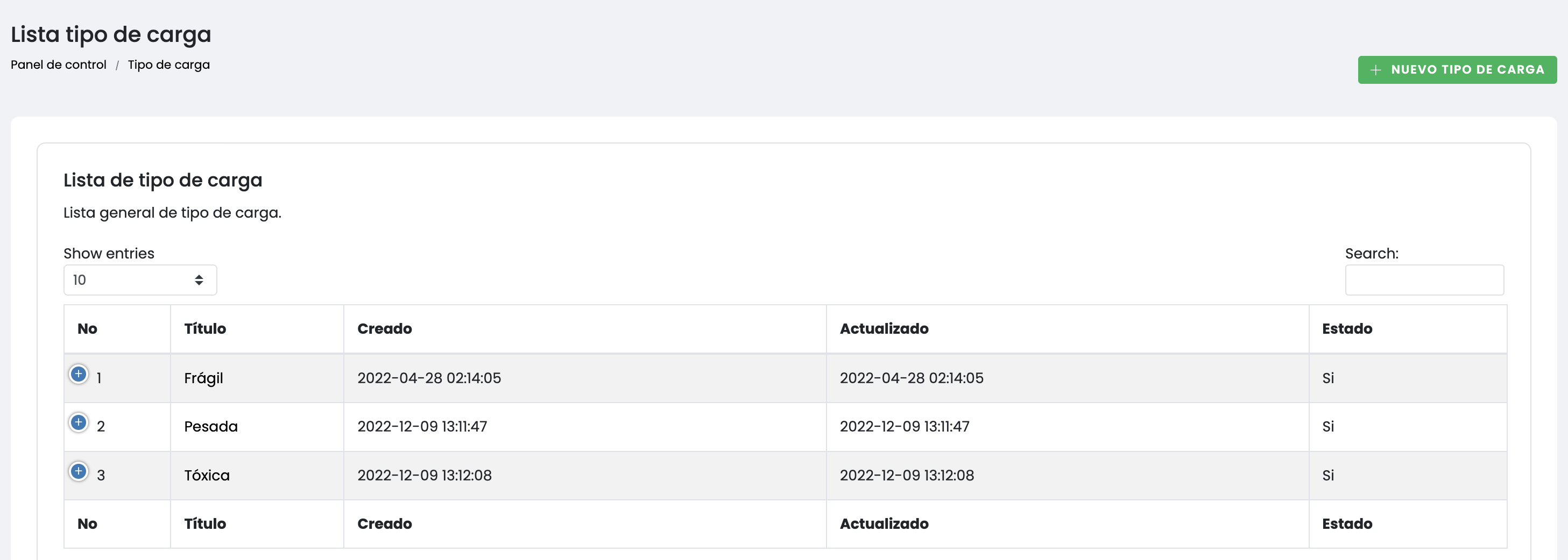 Lista de servicios